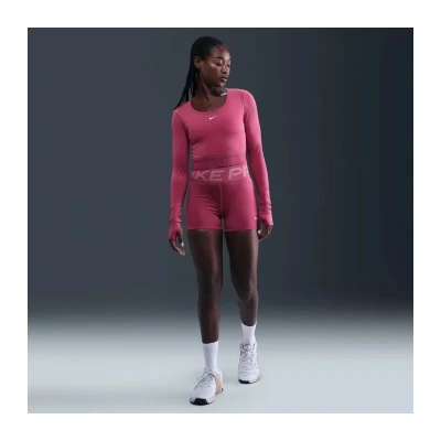 Nike Pro W NP DF LS TOP GG SHINE SWEET BEET/RUSH MAROON/WHITE dámské tréninkové tričko