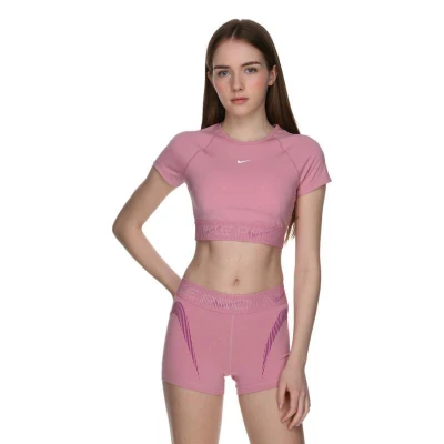Nike Pro W NP DF SS CROP TOP TT GX-699-Pink dámské tréninkové tričko