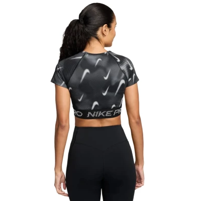 Nike Pro W NP DF SS TOP TT AOP BLACK/WHITE dámské tréninkové tričko
