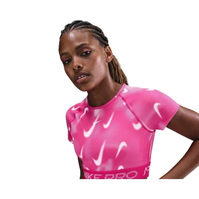 Nike Pro W NP DF SS TOP TT AOP RUSH PINK/PINK FOAM/WHITE dámské tréninkové tričko
