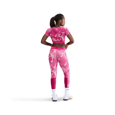 Nike Pro W NP DF SS TOP TT AOP RUSH PINK/PINK FOAM/WHITE dámské tréninkové tričko