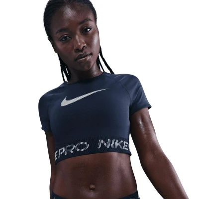 Nike Pro W NP DF SS TOP TT GRX MIDNIGHT NAVY/FOOTBALLGREY/WHITE dámské tréninkové tričko