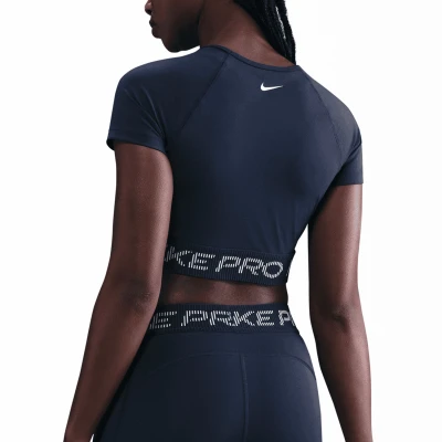 Nike Pro W NP DF SS TOP TT GRX MIDNIGHT NAVY/FOOTBALLGREY/WHITE dámské tréninkové tričko