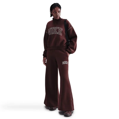 Nike W NSW PHNX FLC LOGO MOCK NECK BURGUNDY CRUSH dámská zateplená mikina