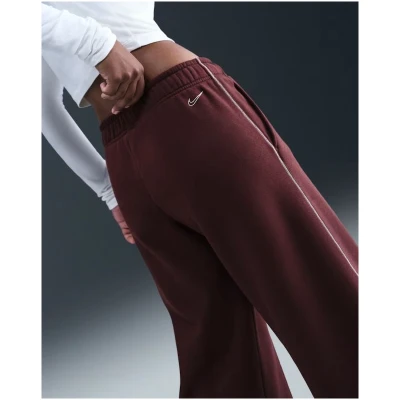 Nike W NSW PHNX FLC LOGO WIDE LEG BURGUNDY CRUSH dámské tepláky