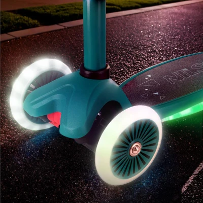 Nils Fun HLB1310 s LED zelená dětská tříkolová koloběžka