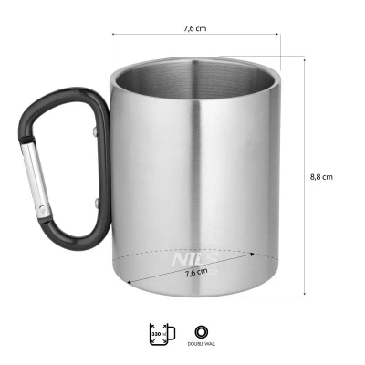 Nils Kempingový hrnek Camp NC17110 s karabinou 300ml černý