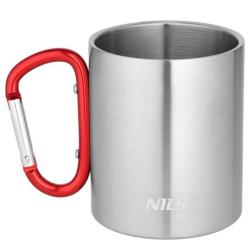 Nils Kempingový hrnček Camp NC17110 s karabínou 300ml červený (VÝPREDAJ)