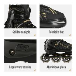 Nils Extreme NA1128 čierno-zlaté kolieskové korčule nastaviteľné