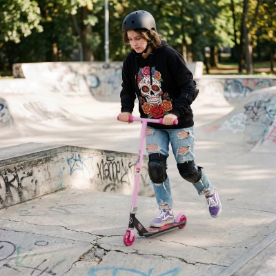 Nils Extreme HS150 Santa Muerte růžovo-černá freestylová koloběžka
