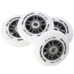 Nils Matné kolieska Extreme PU 84x24 82A s ložiskami ABEC 9, biela, 4 ks