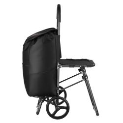 NILS NC4303 40L černá se sedátkem Nákupní taška na kolečkách