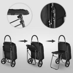 NILS NC4303 40L černá se sedátkem Nákupní taška na kolečkách