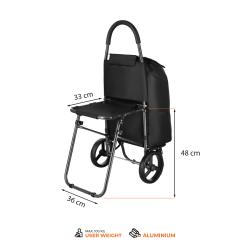 NILS NC4303 40L černá se sedátkem Nákupní taška na kolečkách