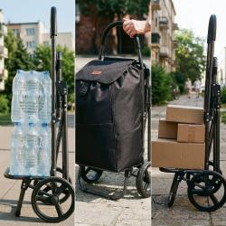 NILS NC4303 40L černá se sedátkem Nákupní taška na kolečkách