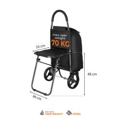 NILS NC4303 40L černá se sedátkem Nákupní taška na kolečkách