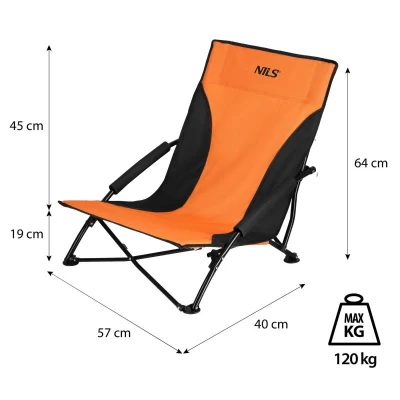 NILS Plážové kreslo NC3035 oranžovo-čierne