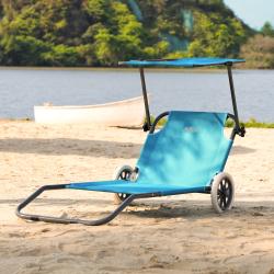 Nils Plážové lehátko so strieškou Camp NC3307 modré