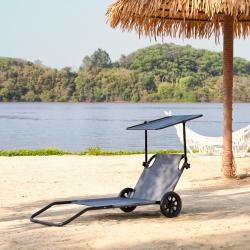 Nils Plážové lehátko so strieškou Camp NC3307 sivé