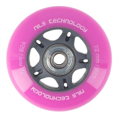 NILS PU kolečka s ložisky 72x24mm ABEC 7 růžové