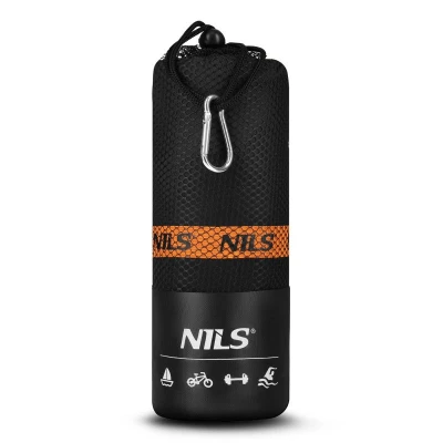 NILS CAMP Ručník z mikrovlákna NCR12 černá/oranžová