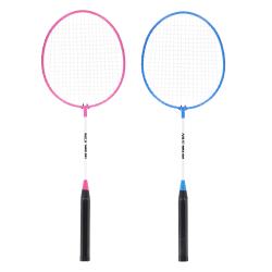 NILS Sada 2 dadmintonových raket a nylonové letky NRZ001 růžovo-modrá