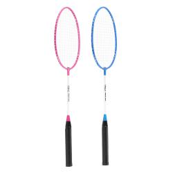 NILS Sada 2 dadmintonových raket a nylonové letky NRZ001 růžovo-modrá