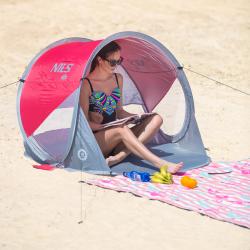 NILS Samorozkladací plážový stan NC3142 červený