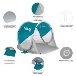 Nils Samorozkladací plážový stan Camp NC3142 modrozelený