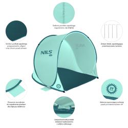 NILS Samorozkladací plážový stan NC3173 mentolový