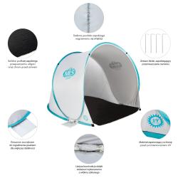 NILS Samorozkládací plážový stan NC3173 šedo-tyrkysový