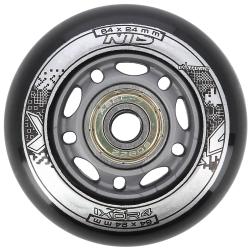 NILS Sestava černých PU koleček 64x24 + ložiska ABEC9