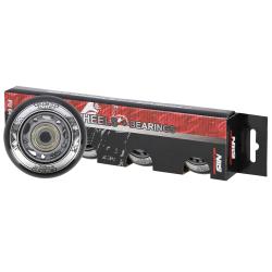 NILS Sestava černých PU koleček 64x24 + ložiska ABEC9