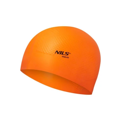 Nils Aqua NQC Dots oranžová silikonová koupací čepice