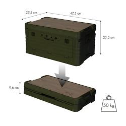 Nils Skládací box Camp NCB4002 2v1 s víkem a dřevěnou deskou 32L zelený