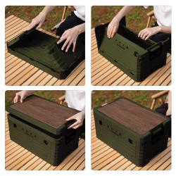 Nils Skládací box Camp NCB4002 2v1 s víkem a dřevěnou deskou 32L zelený