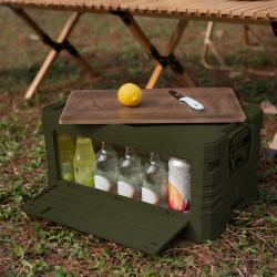 Nils Skládací box Camp NCB4002 2v1 s víkem a dřevěnou deskou 32L zelený