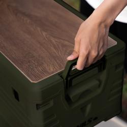 Nils Skládací box Camp NCB4002 2v1 s víkem a dřevěnou deskou 32L zelený