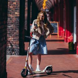 Nils HM209T bílá-zlatá skládací koloběžka s brzdou