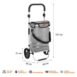 NILS NC4305 Premium 50L šedá Skládací nákupní taška na kolečkách