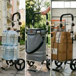 NILS NC4305 Premium 50L šedá Skládací nákupní taška na kolečkách