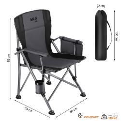 Nils Skládací rybářské křeslo Camp NC3309 šedo-černé