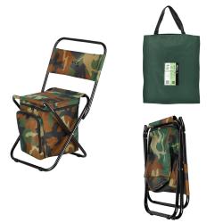 NILS CAMP Skladacia stolička s úložným priestorom NC3012 maskáčová