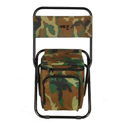 NILS CAMP Skladacia stolička s úložným priestorom NC3012 maskáčová