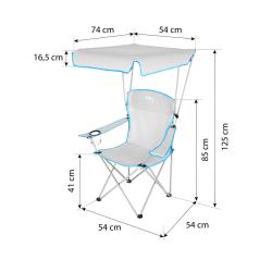 NILS CAMP Skladacia stolička so strieškou NC3087 sivá