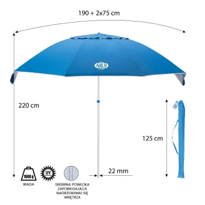 Nils Slunečník Camp NC7822 XL 190 cm modrý