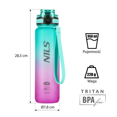Nils Tritanová láhev na pití Camp NCD04 950 ml zeleno-růžová