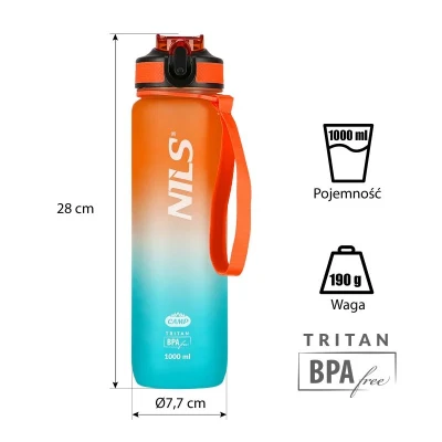 Nils Tritanová láhev na pití Camp NCD68 1000 ml oranžovo-modrá (VÝPRODEJ)