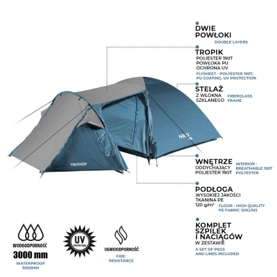 Nils NC6012 Trekker modro-šedý turistický stan
