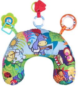 NINY PLYŠ Baby polohovací půlměsíc zvířátka s kousátky a chrastítky pro miminko